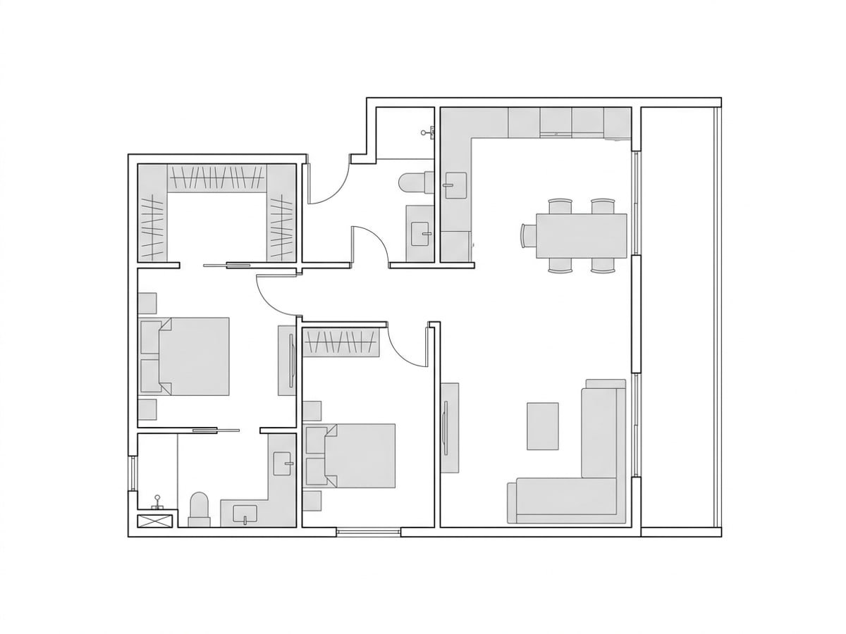 Planta baixa do apartamento tipo A, dois quartos