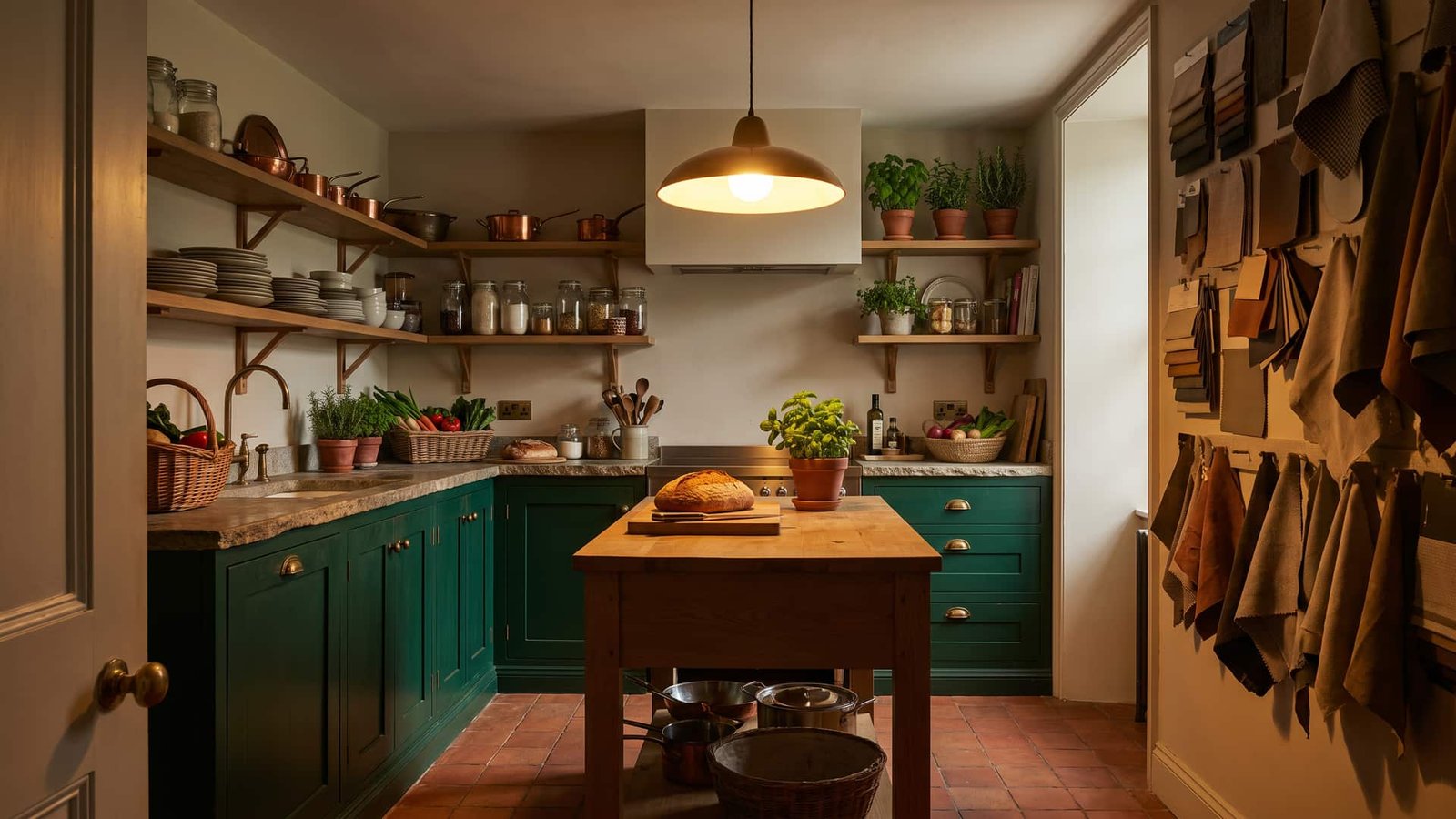 Entrada do atelier, com a cozinha montada ao fundo