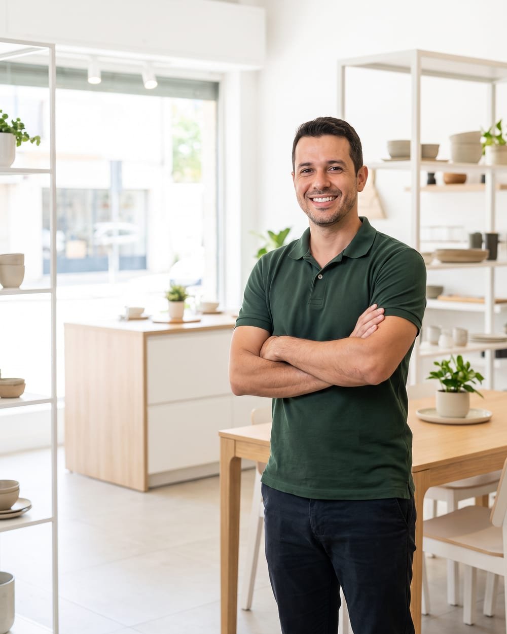Diego Ramalho, dono da Medida Certa, na loja